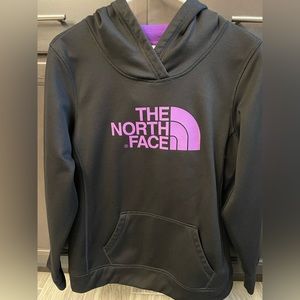 The North Face black sweatshirt with purple accent